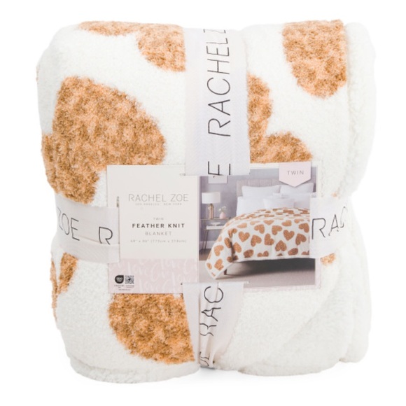 RACHEL ZOE Leopard Hearts Sherpa Reverse Blanket